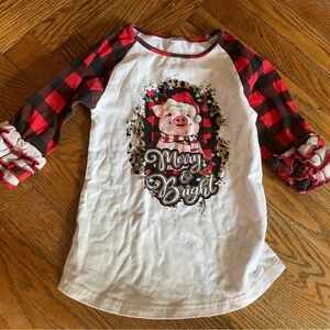 Shirt Girl's Kid’s XL Merry And Bright Holiday
